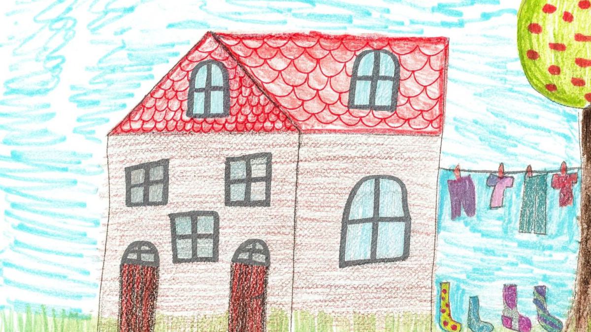 Bunte Kinderzeichnung Haus